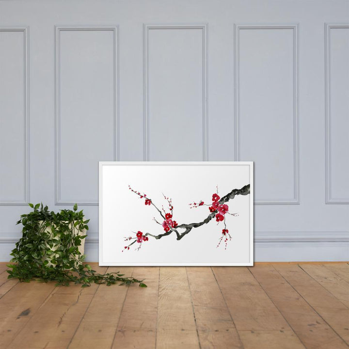 Pflaumenblüten - Poster im Rahmen artlia