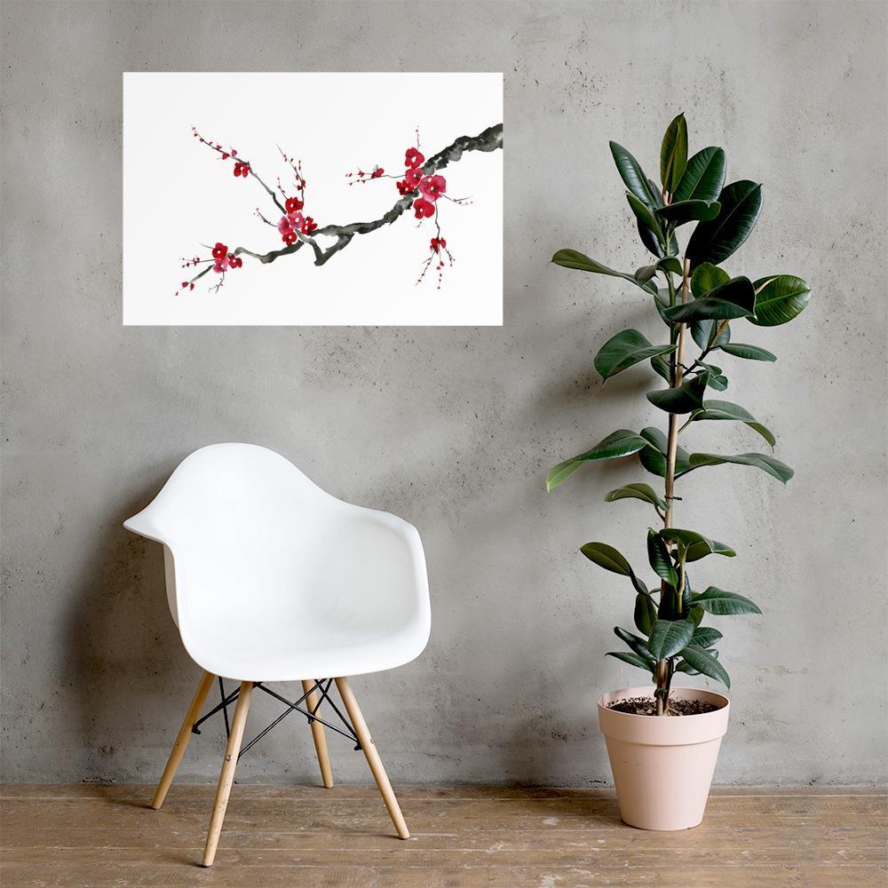 Pflaumenblüten - Poster im Rahmen artlia