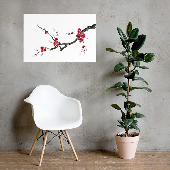 Pflaumenblüten - Poster im Rahmen artlia