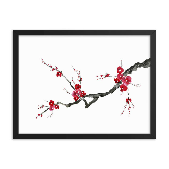Pflaumenblüten - Poster im Rahmen schwarz / 30x41 cm artlia
