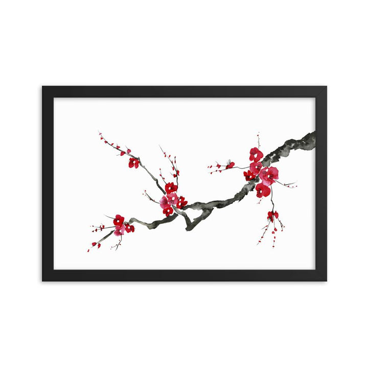 Pflaumenblüten - Poster im Rahmen schwarz / 30x45 cm artlia
