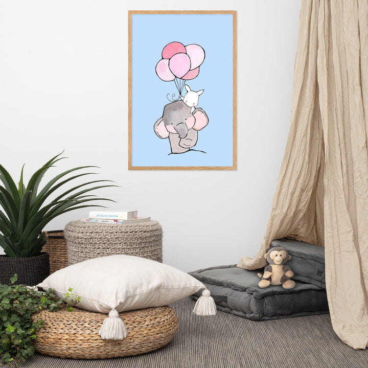 Poster - Elefant und Hase mit Luftballon artlia
