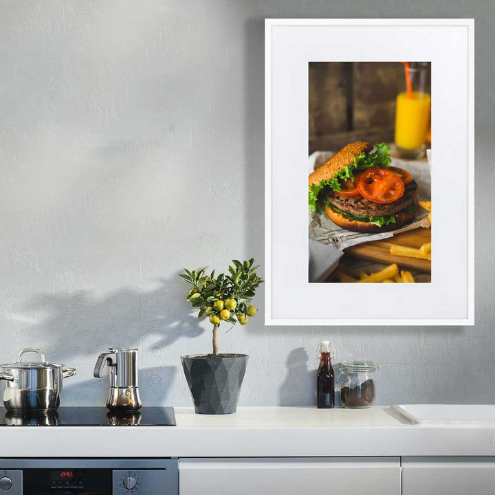 Poster mit Passepartout - Burger und Pommes artlia