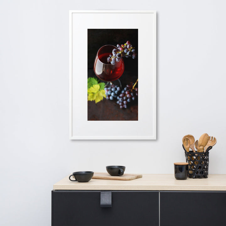 Poster mit Passepartout - Wein und Trauben artlia