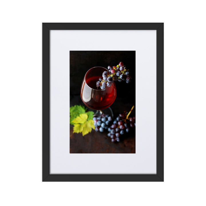 Poster mit Passepartout - Wein und Trauben Schwarz / 30×40 cm artlia