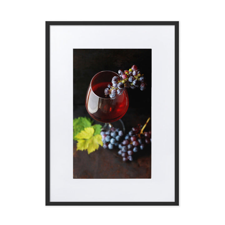 Poster mit Passepartout - Wein und Trauben Schwarz / 50×70 cm artlia