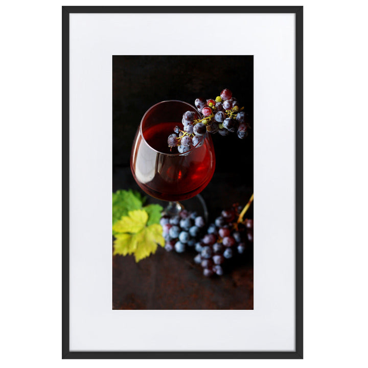 Poster mit Passepartout - Wein und Trauben Schwarz / 61×91 cm artlia