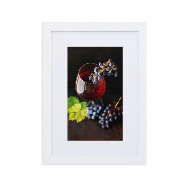 Poster mit Passepartout - Wein und Trauben Weiß / 21×30 cm artlia