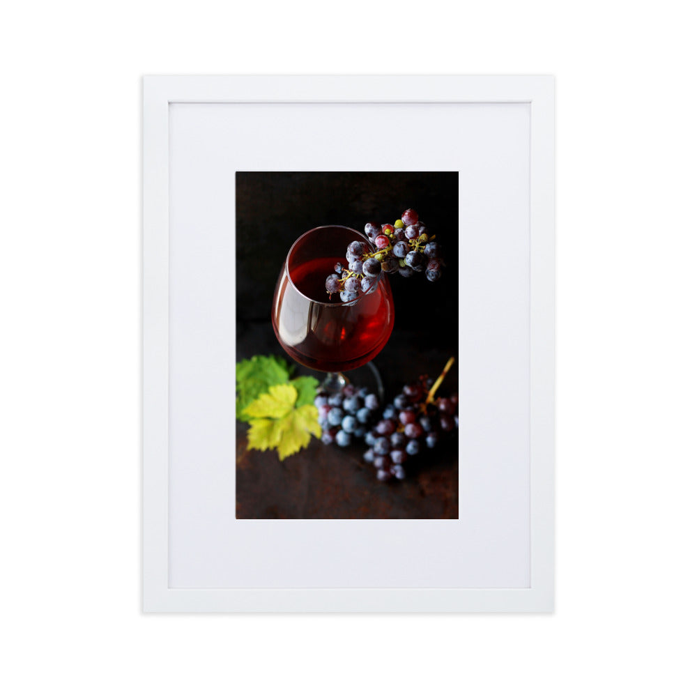 Poster mit Passepartout - Wein und Trauben Weiß / 30×40 cm artlia