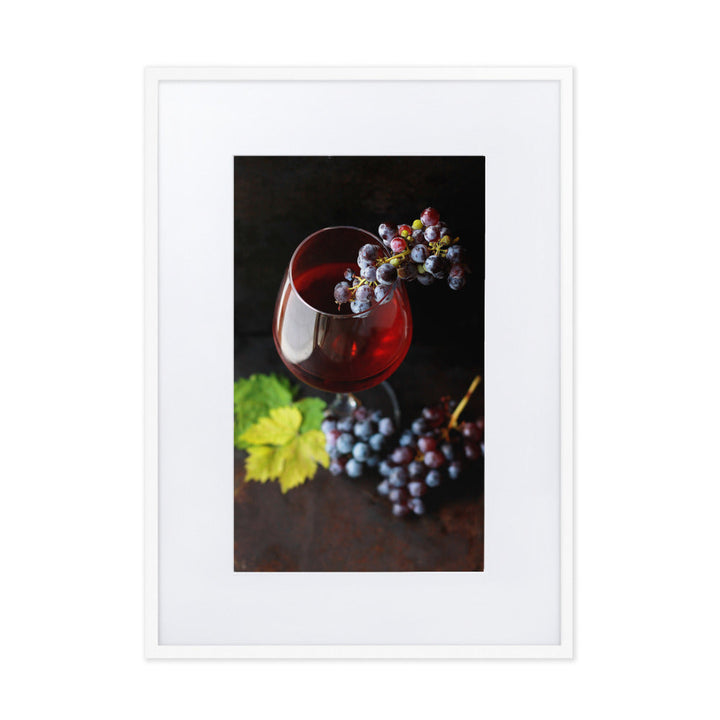 Poster mit Passepartout - Wein und Trauben Weiß / 50×70 cm artlia