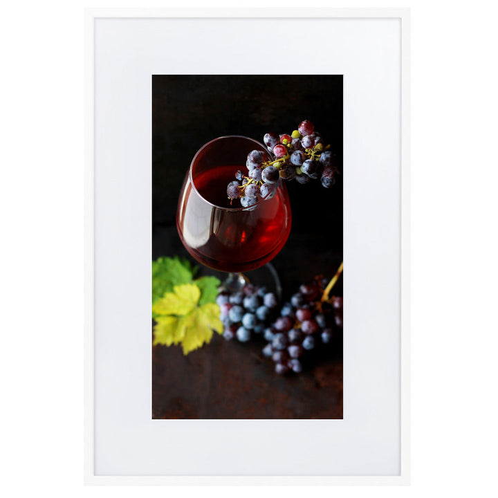 Poster mit Passepartout - Wein und Trauben Weiß / 61×91 cm artlia