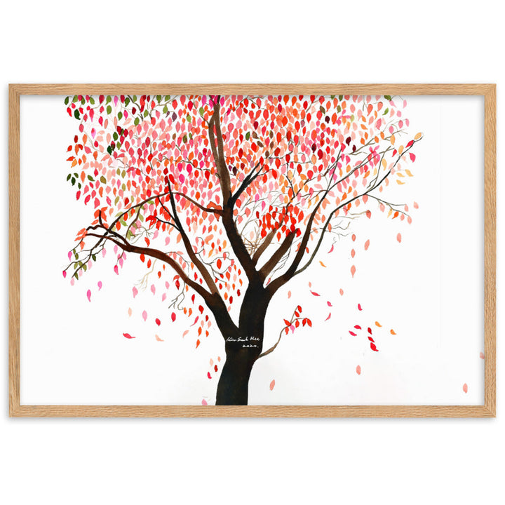 Poster mit Rahmen - falling Leaves, Gravity Oak / 61×91 cm artlia
