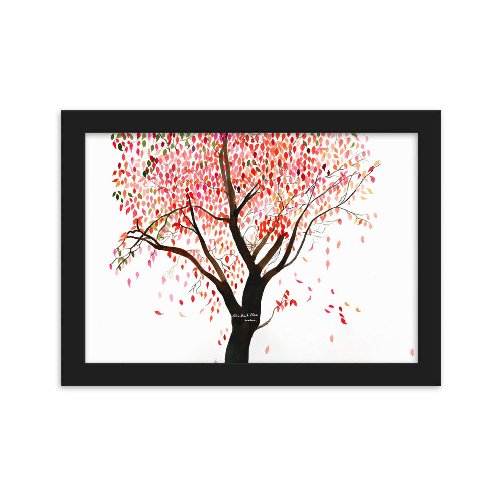 Poster mit Rahmen - falling Leaves, Gravity Schwarz / 21×30 cm artlia