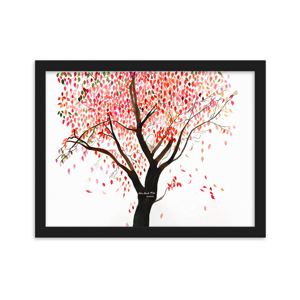 Poster mit Rahmen - falling Leaves, Gravity Schwarz / 30×40 cm artlia