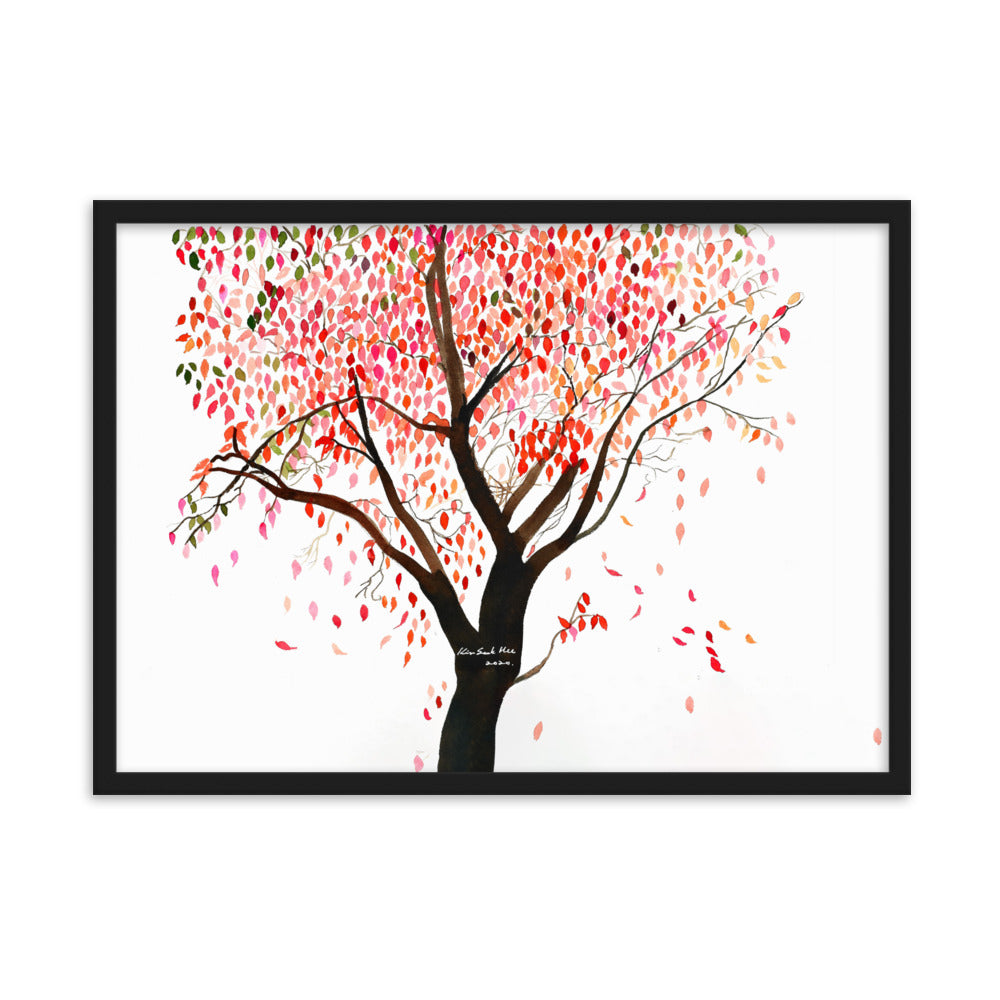 Poster mit Rahmen - falling Leaves, Gravity Schwarz / 50×70 cm artlia