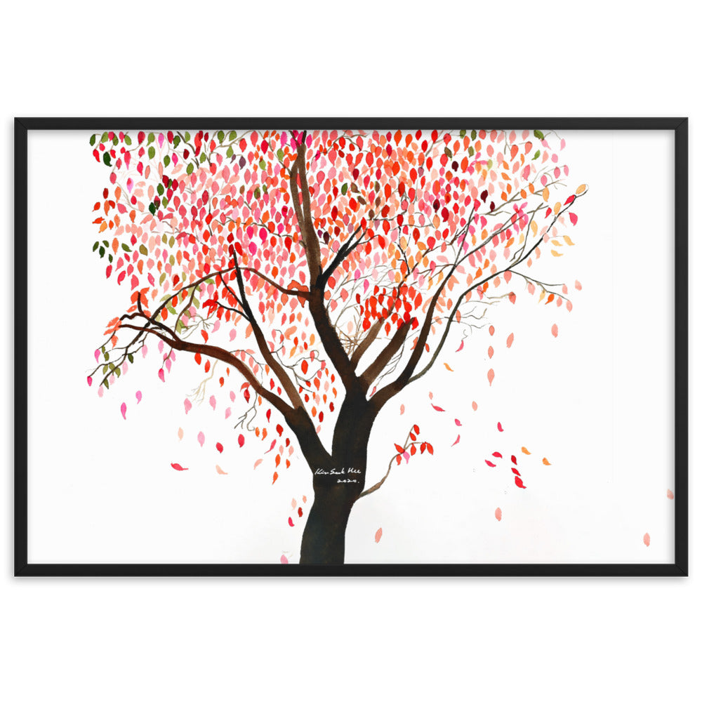 Poster mit Rahmen - falling Leaves, Gravity Schwarz / 61×91 cm artlia