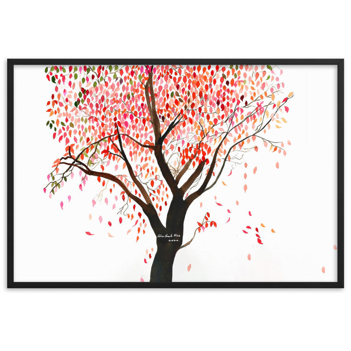 Poster mit Rahmen - falling Leaves, Gravity Schwarz / 61×91 cm artlia