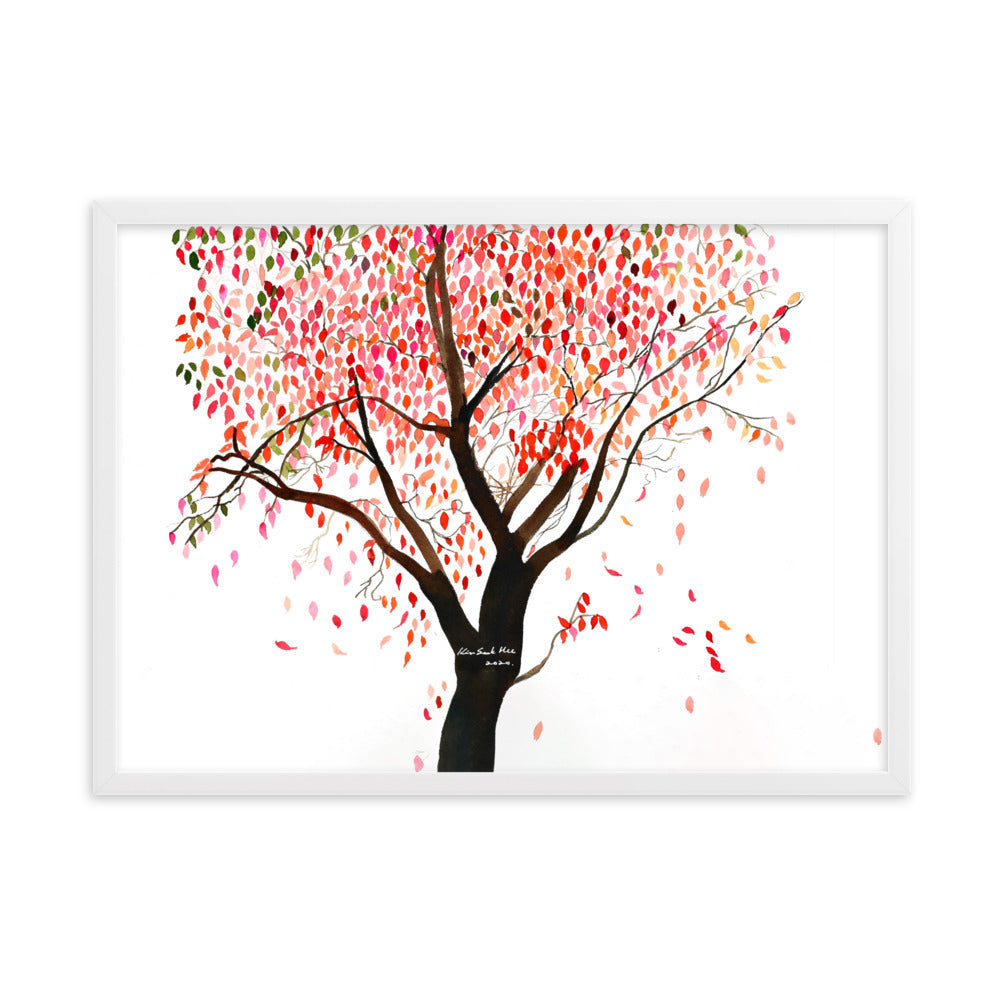Poster mit Rahmen - falling Leaves, Gravity Weiß / 50×70 cm artlia