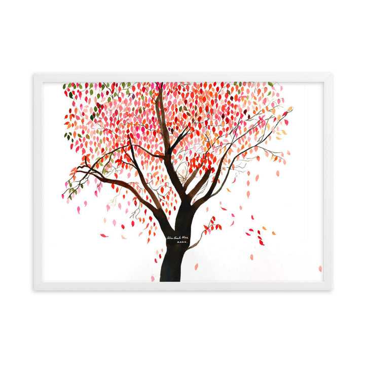 Poster mit Rahmen - falling Leaves, Gravity Weiß / 50×70 cm artlia