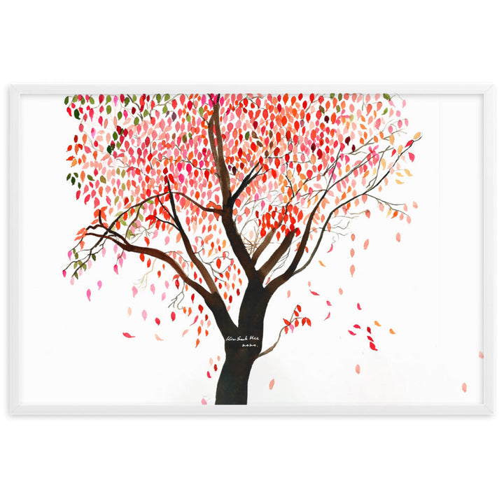 Poster mit Rahmen - falling Leaves, Gravity Weiß / 61×91 cm artlia