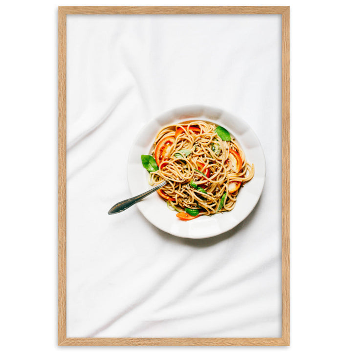 Poster mit Rahmen - leckere Spaghetti Oak / 61×91 cm artlia