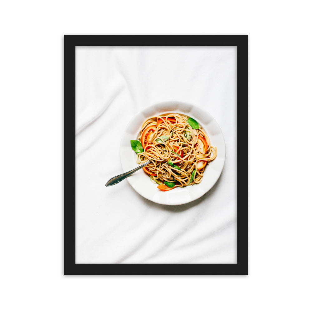Poster mit Rahmen - leckere Spaghetti Schwarz / 30×40 cm artlia