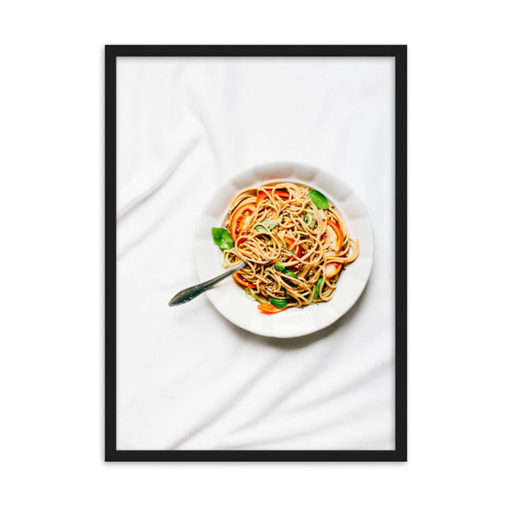 Poster mit Rahmen - leckere Spaghetti Schwarz / 50×70 cm artlia