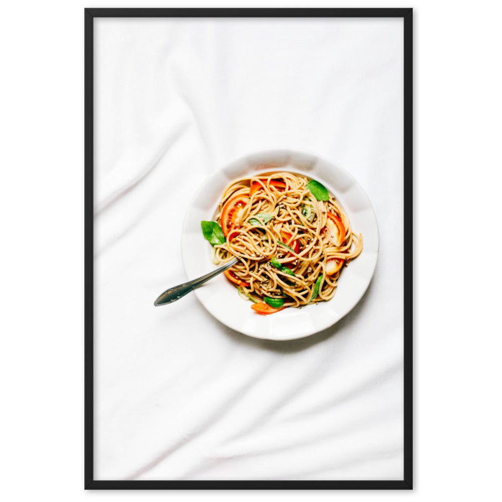 Poster mit Rahmen - leckere Spaghetti Schwarz / 61×91 cm artlia