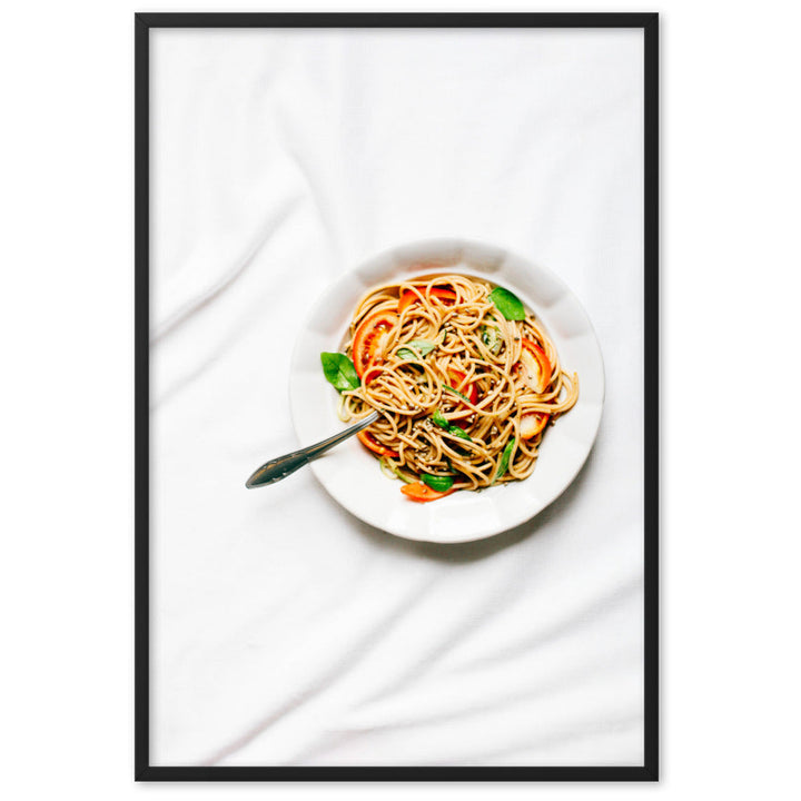 Poster mit Rahmen - leckere Spaghetti Schwarz / 61×91 cm artlia