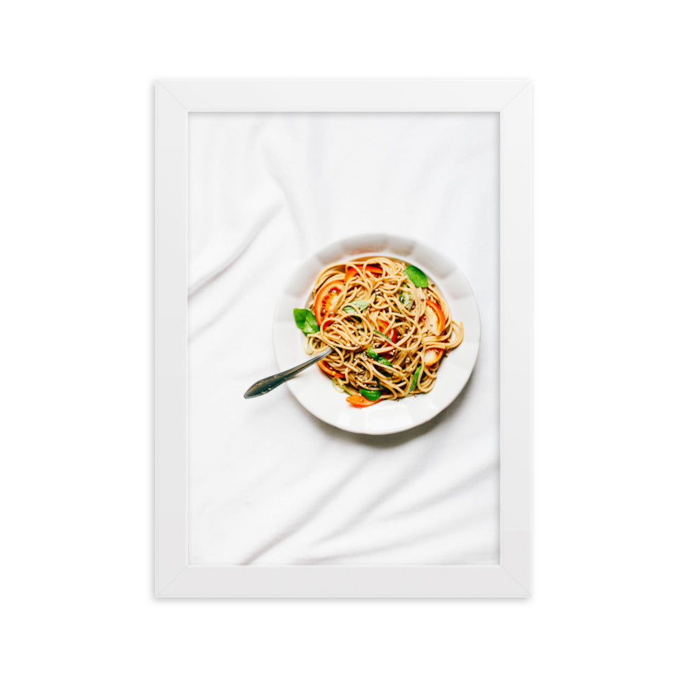 Poster mit Rahmen - leckere Spaghetti Weiß / 21×30 cm artlia