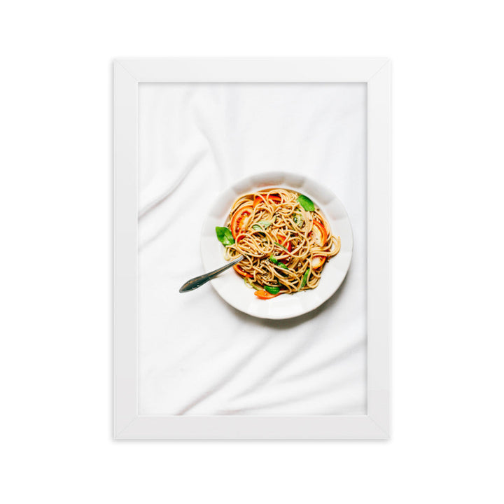 Poster mit Rahmen - leckere Spaghetti Weiß / 21×30 cm artlia