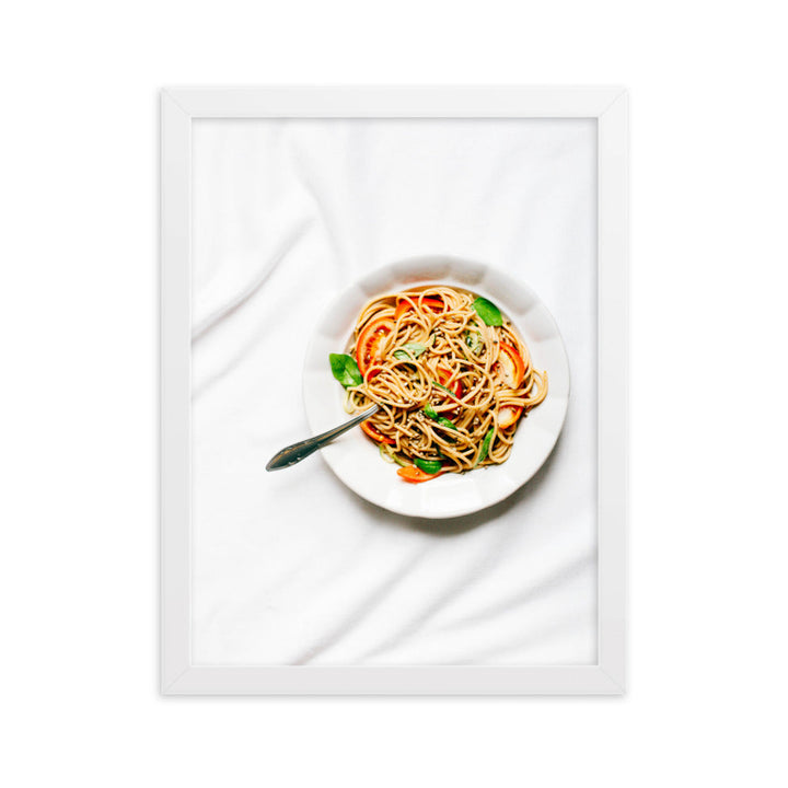 Poster mit Rahmen - leckere Spaghetti Weiß / 30×40 cm artlia