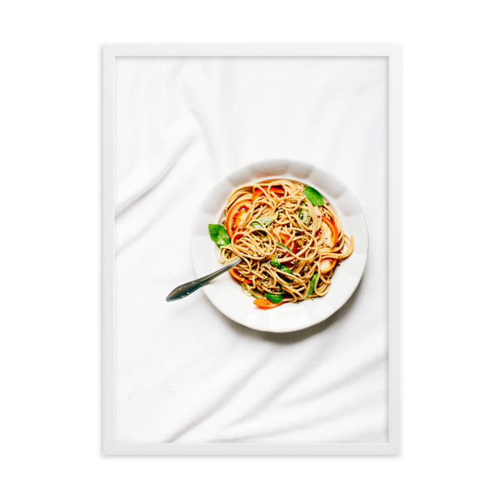 Poster mit Rahmen - leckere Spaghetti Weiß / 50×70 cm artlia