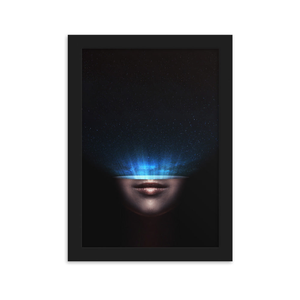 Poster mit Rahmen - Universum im Kopf Schwarz / 21×30 cm artlia
