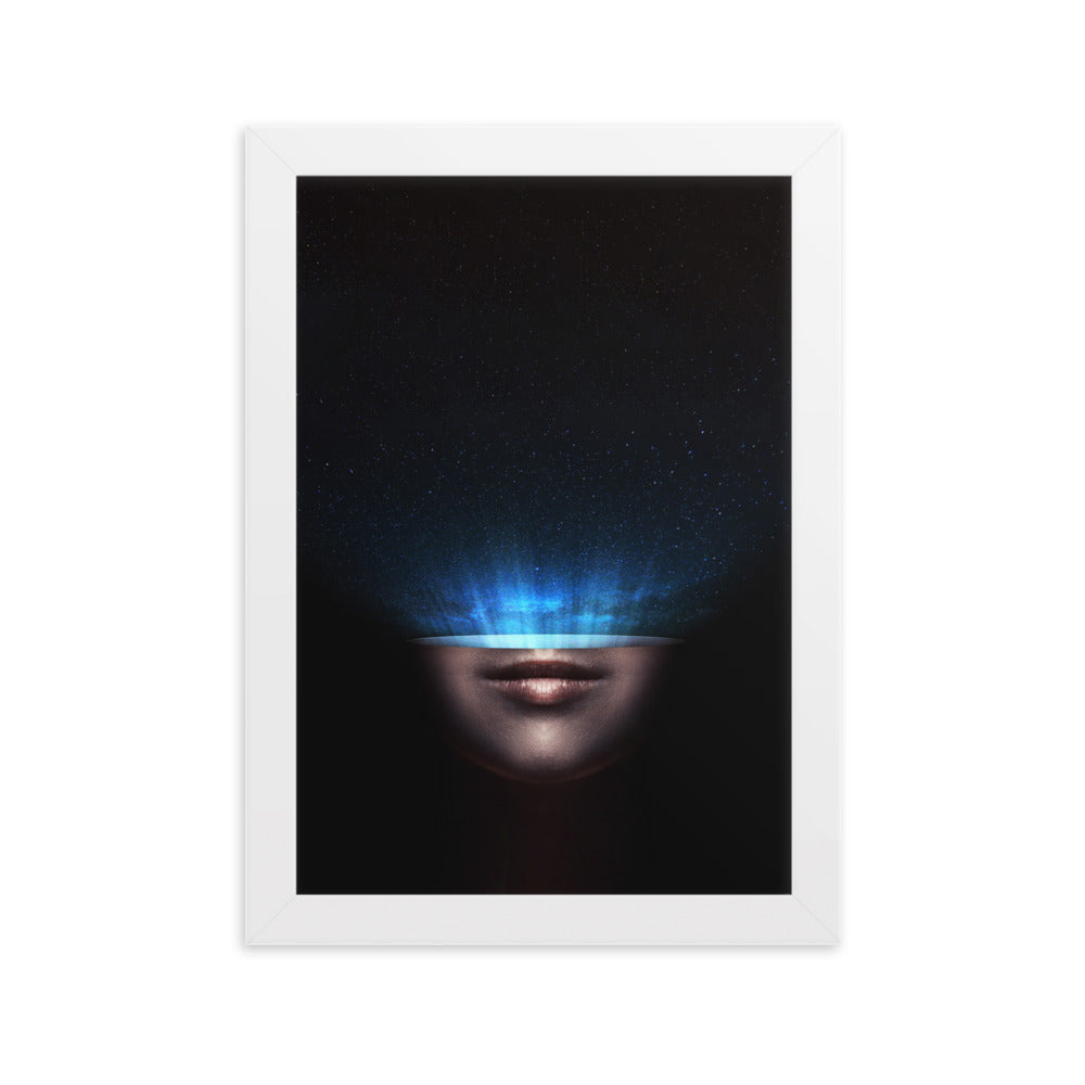Poster mit Rahmen - Universum im Kopf Weiß / 21×30 cm artlia