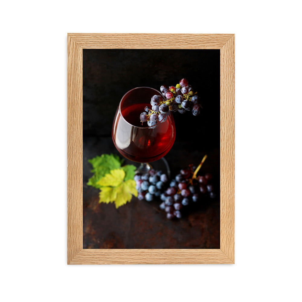Poster mit Rahmen - Wein und Trauben Oak / 21×30 cm artlia