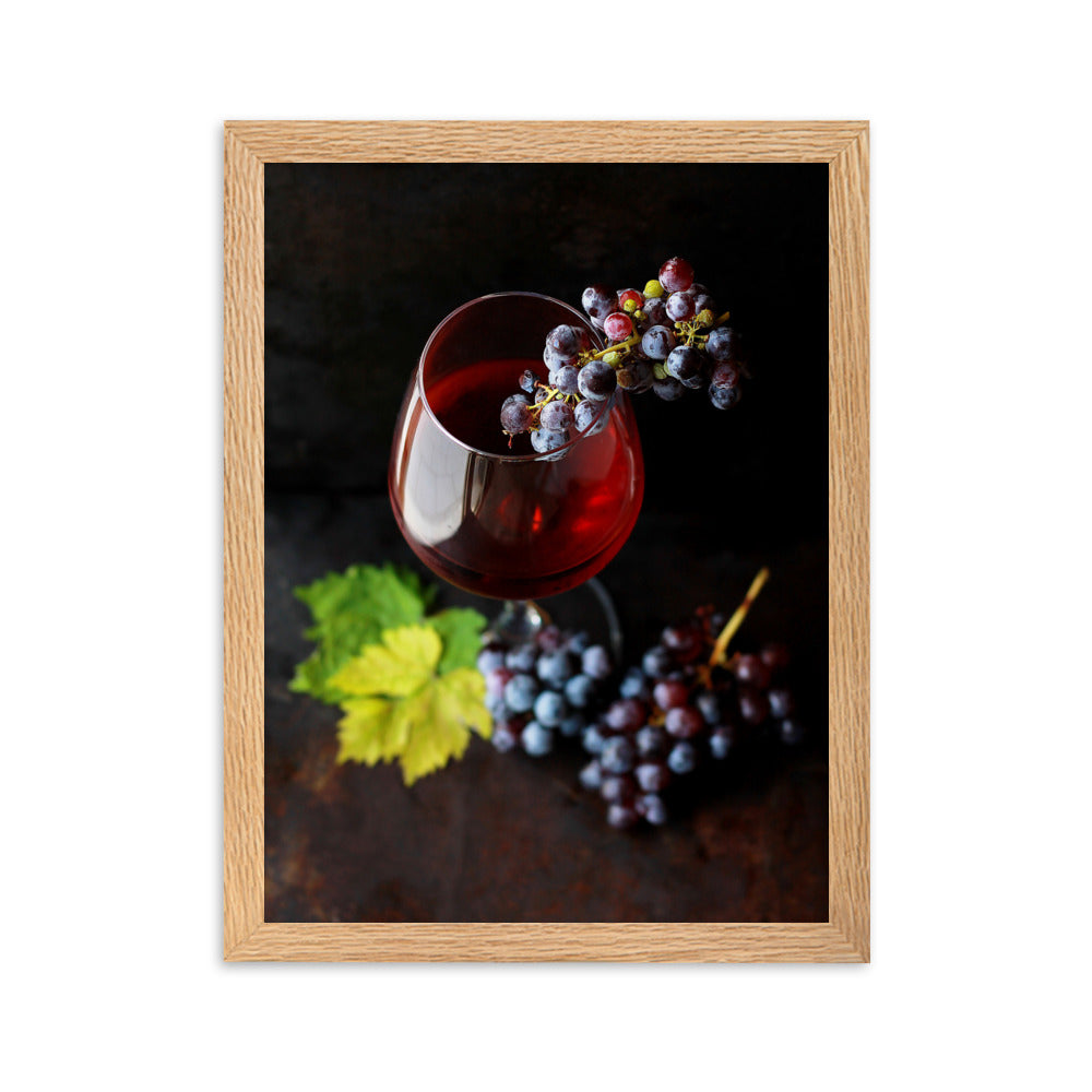 Poster mit Rahmen - Wein und Trauben Oak / 30×40 cm artlia
