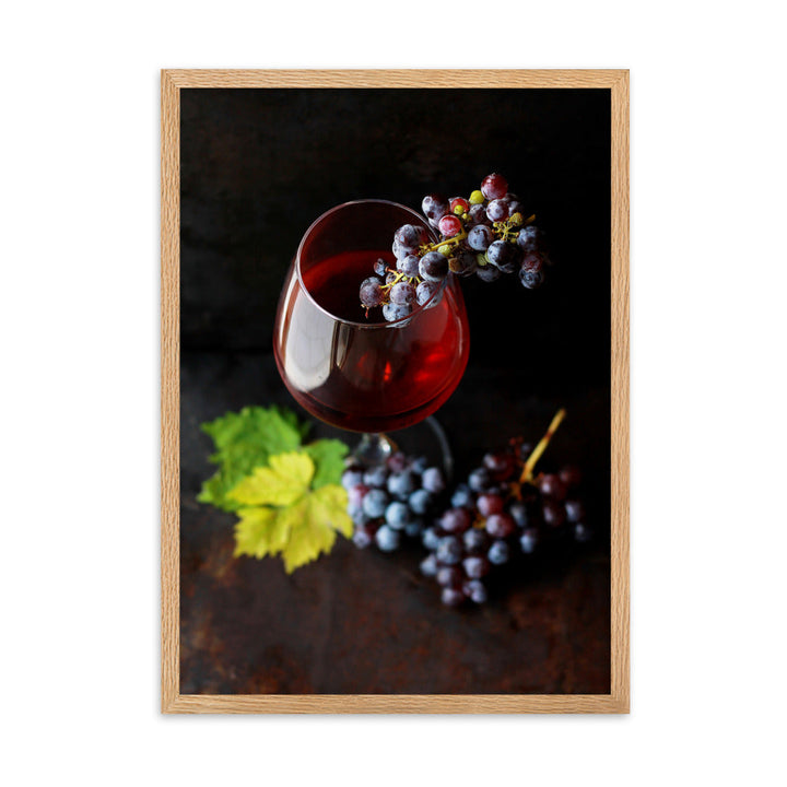 Poster mit Rahmen - Wein und Trauben Oak / 50×70 cm artlia