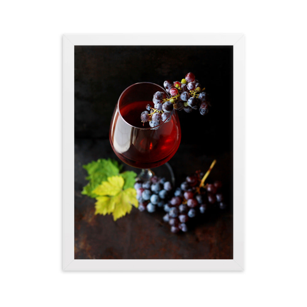 Poster mit Rahmen - Wein und Trauben Weiß / 30×40 cm artlia