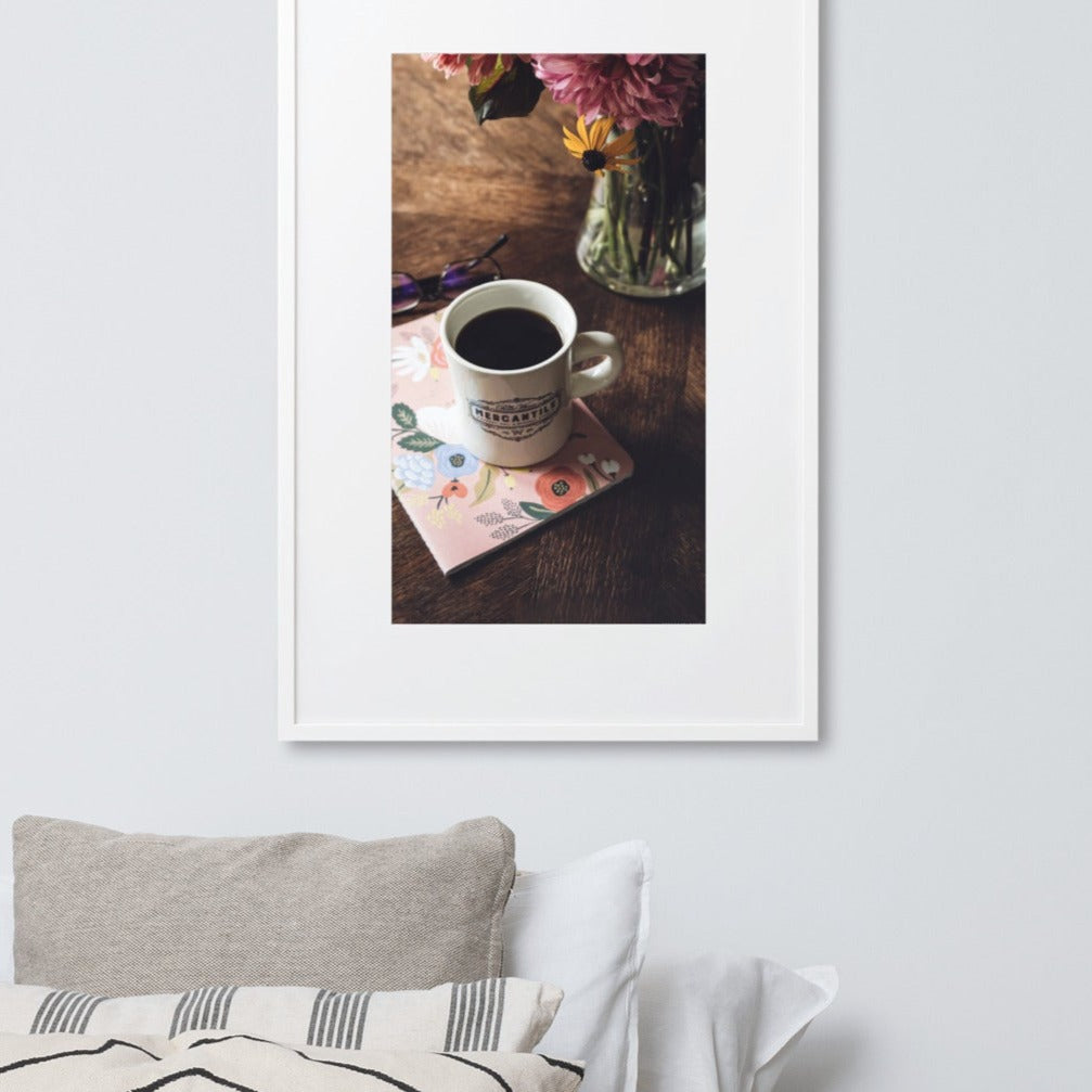 Prague Café - Poster im Rahmen mit Passepartout artlia