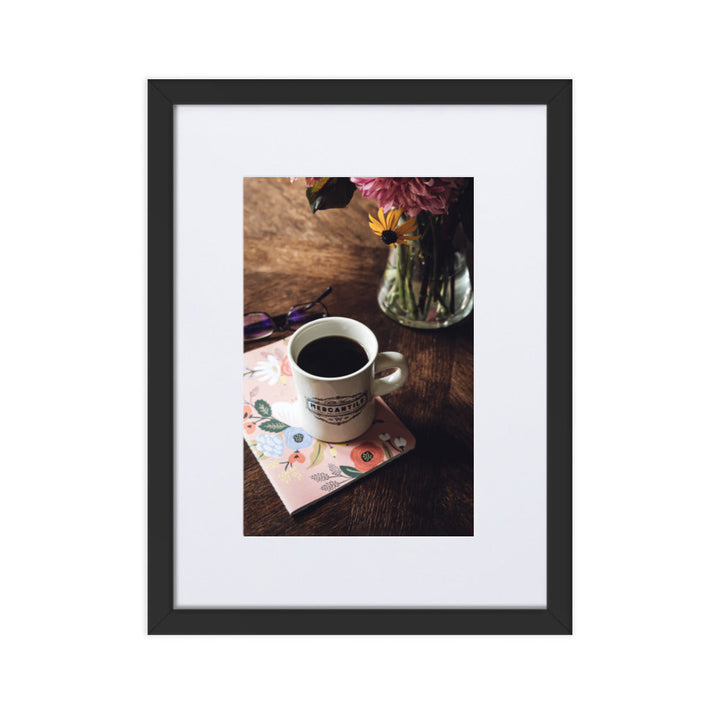 Prague Café - Poster im Rahmen mit Passepartout Schwarz / 30×40 cm artlia