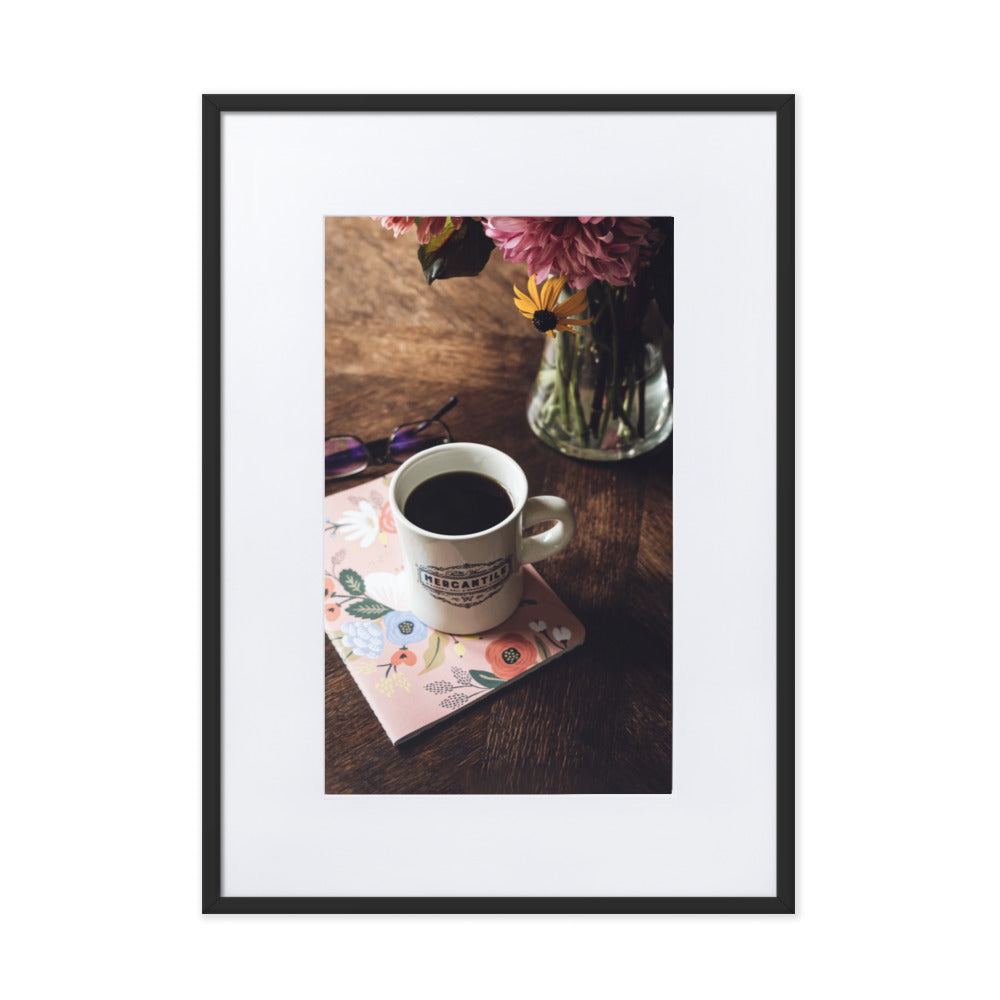 Prague Café - Poster im Rahmen mit Passepartout Schwarz / 50×70 cm artlia