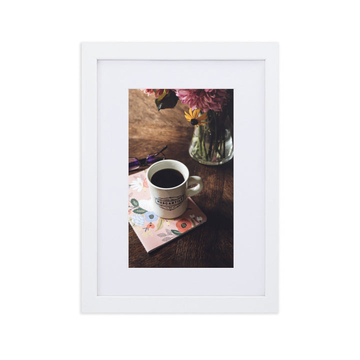 Prague Café - Poster im Rahmen mit Passepartout Weiß / 21×30 cm artlia