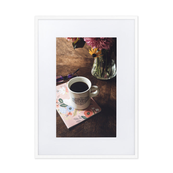 Prague Café - Poster im Rahmen mit Passepartout Weiß / 50×70 cm artlia
