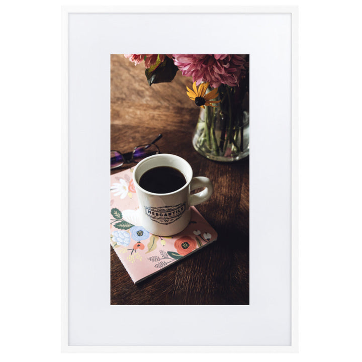 Prague Café - Poster im Rahmen mit Passepartout Weiß / 61×91 cm artlia