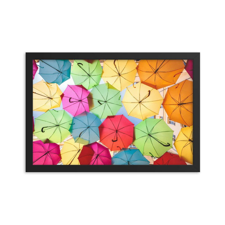 Regenbogenschirm - Poster im Rahmen schwarz / 30x45 cm artlia