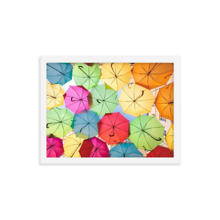 Regenbogenschirm - Poster im Rahmen weiß / 30x41 cm artlia