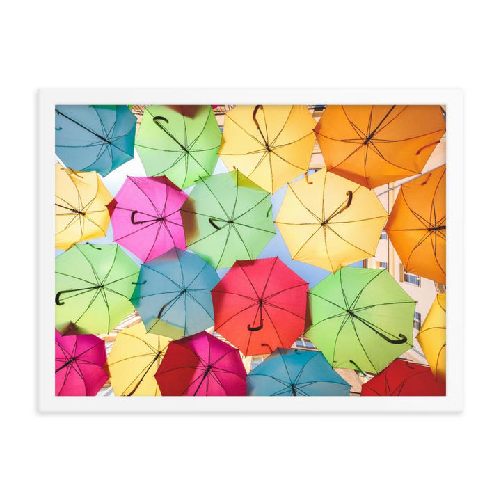 Regenbogenschirm - Poster im Rahmen weiß / 46x61 cm artlia
