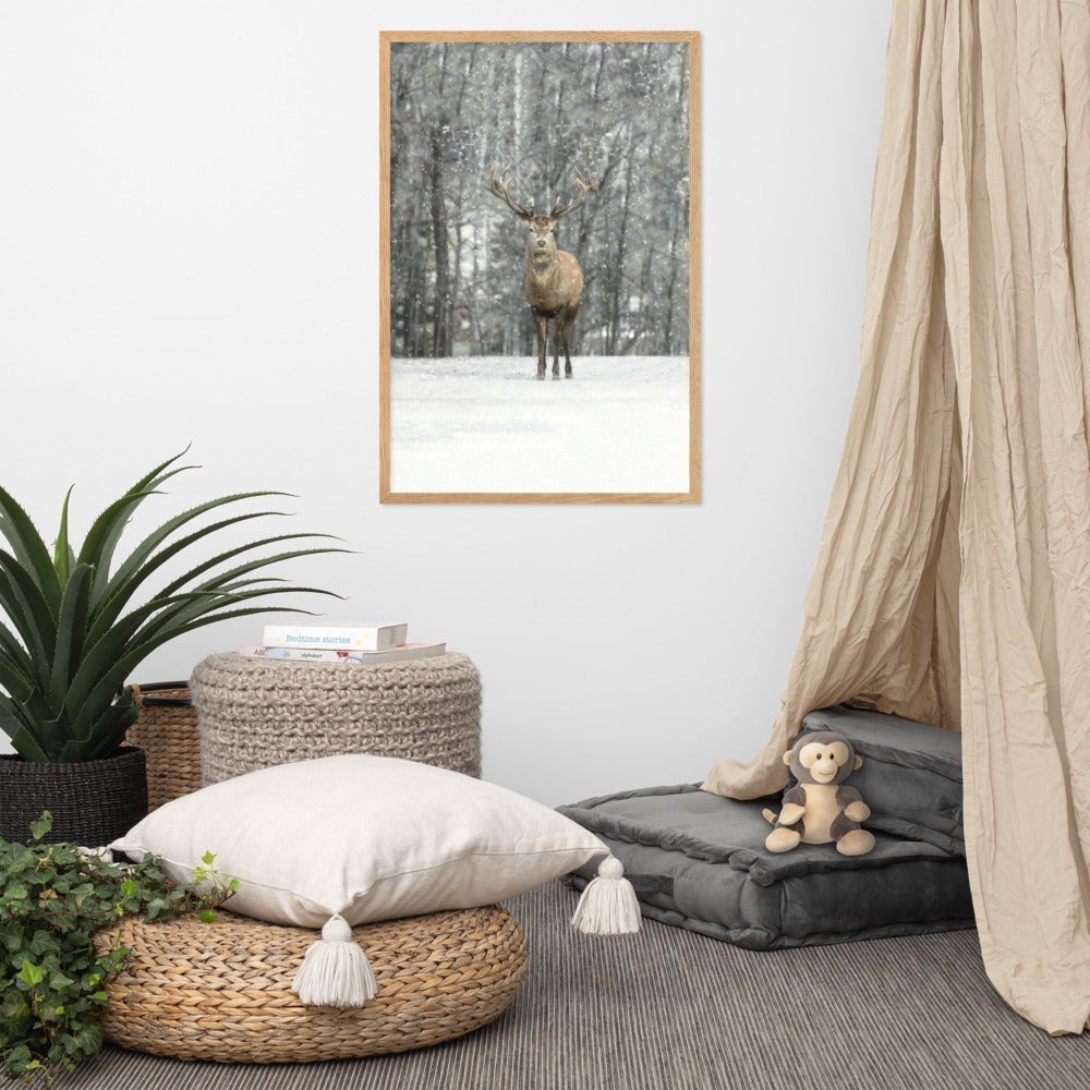 Rotwild im Schnee - Poster artlia