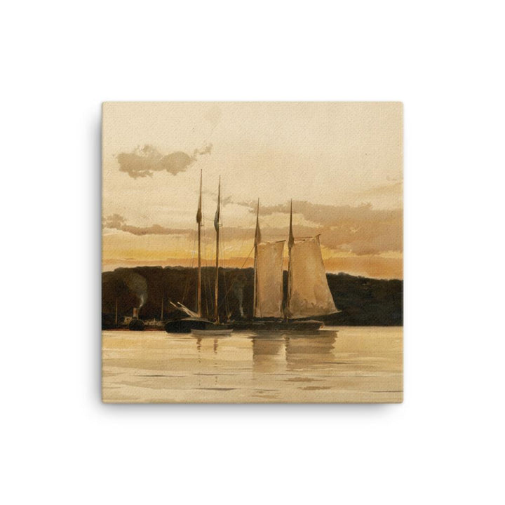 Schiffe im Sonnenuntergang - Leinwand 30x30 cm artlia